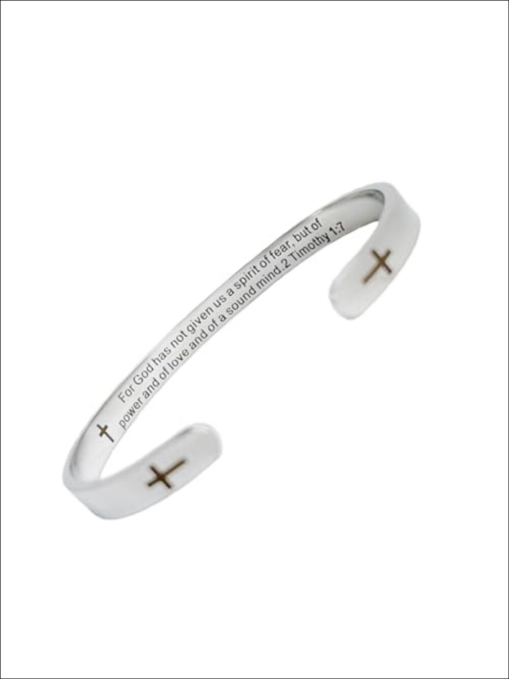 Stainless Steel Bible Verse Cross Cuff Bracelet Adjustable Religious Christian
